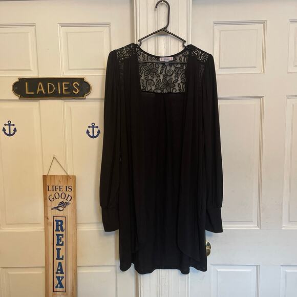 L Love Lace Accent Open Cadigan Seeater size medium long sleeve - Picture 1 of 8